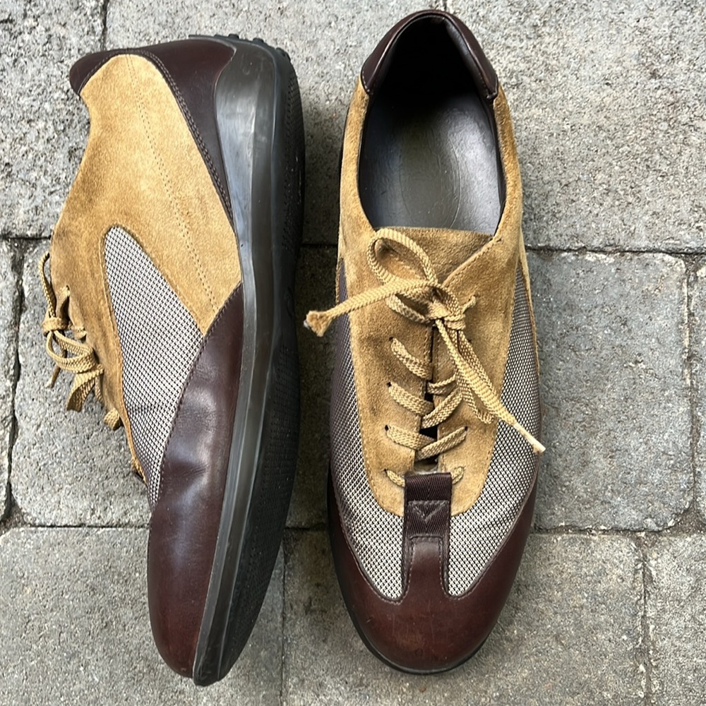 TOD'S leather and suede lace-up driving shoes, size 8.5